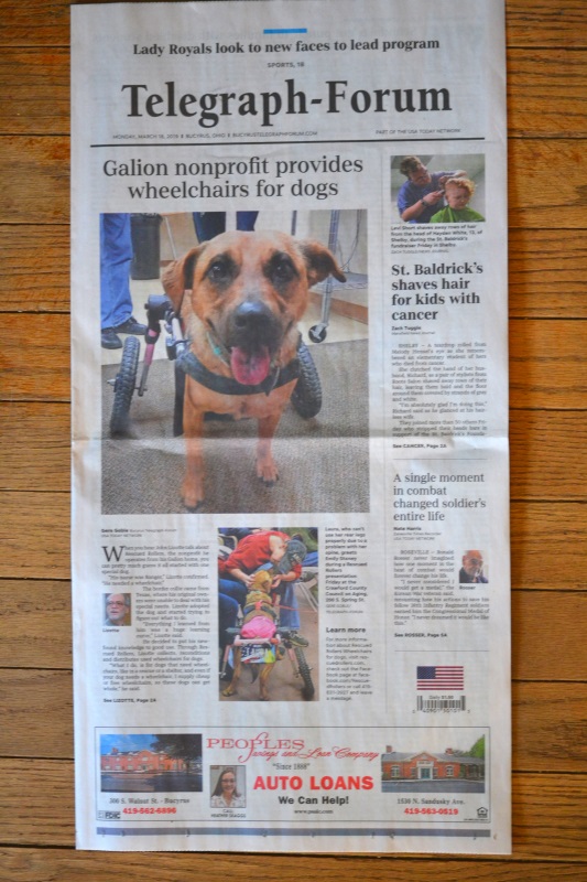 Bucyrus Telegraph Forum Front Page with Laura in Wheelchair