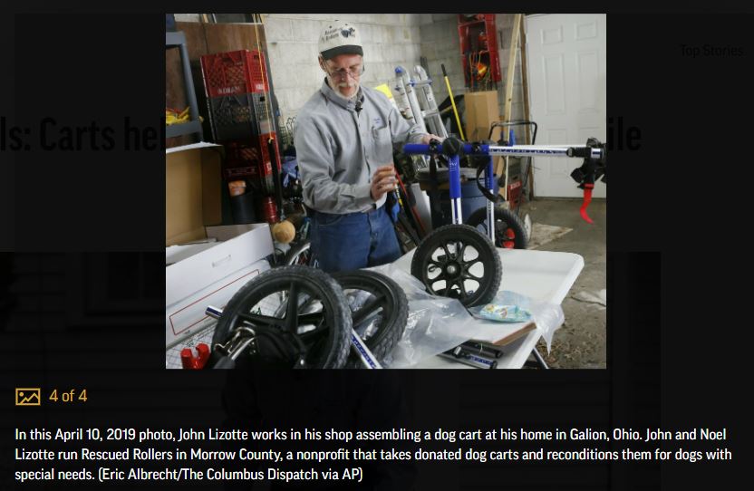 Rescued Rollers founder, John Lizotte working on wheelchairs in his garage workshop