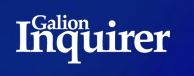 Galion Inquirer Newspaper Header Logo white text on blue background